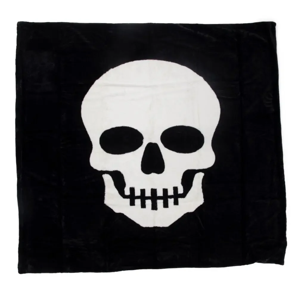 Christian Lacroix Full / Queen Faux Fur Blanket Skull Skeleton Halloween Goth - Picture 2 of 13